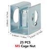 25 PCS Slide-on Cage Nuts, U Type Cage Nut, M5
