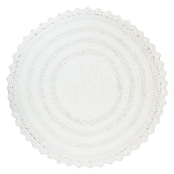 DII Crochet Collection Reversible Bath Mat, Round, 27.5" Diameter, White
