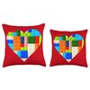 Builder Block Brick Building Heart Valentines Day Boy Toy Throw Pillow