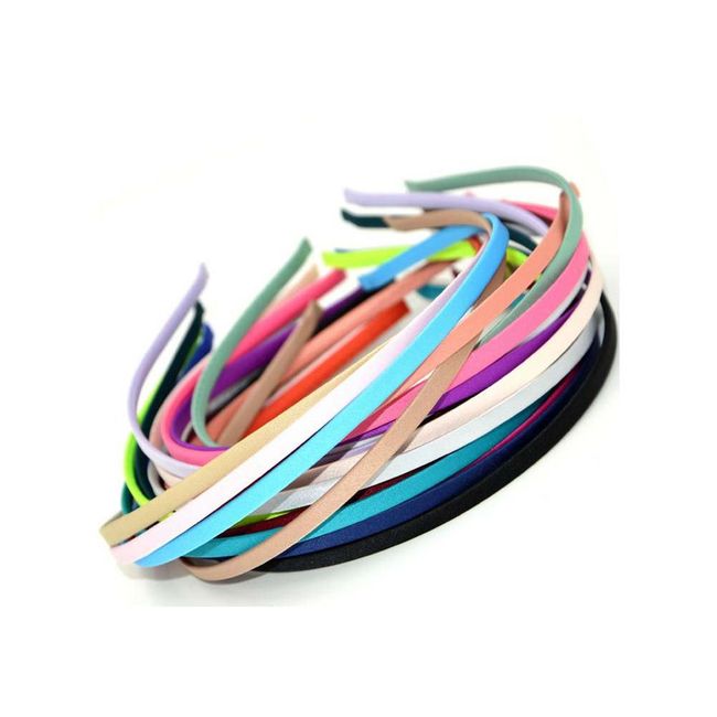 Carykon 20 PCS Women DIY Satin Fabric Covered Ribbon Headbands 5mm Width, Mixed Color.