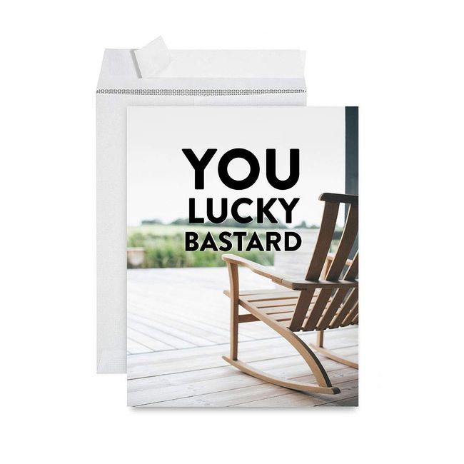 Andaz Press Funny Jumbo Retirement Card With Envelope 8.5 x 11 inch, Greeting Card, You Lucky Bastard