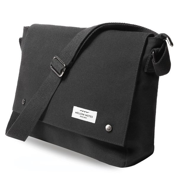 MELLOW NOTES Men's Shoulder Bag, Shoulder Bag, Messenger Bag, Crossbody Bag, Canvas, A4, Simple, Casual, Popular, Black