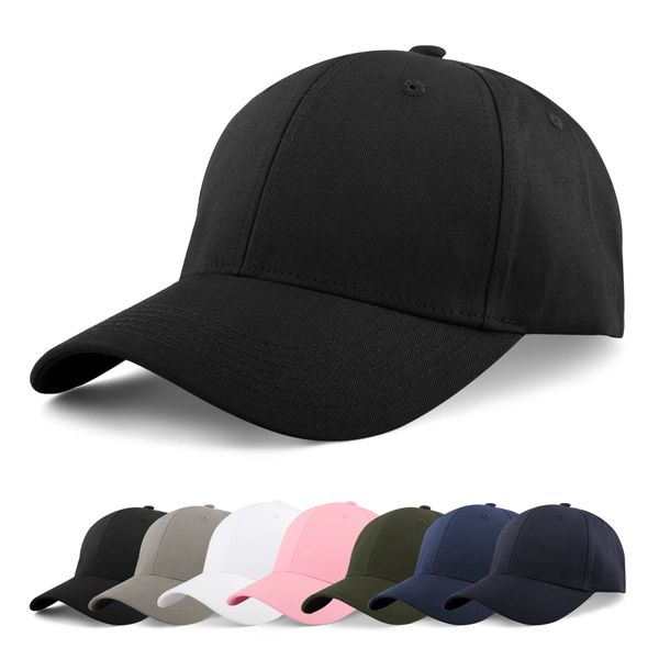 Momoshe Cap Herren Sommer Basecap Damen Sommer Baseball Cap Schwarz Kappe Verstellbare Kappen Black Frauen Baumwolle Outdoor Running Freizeit L XL