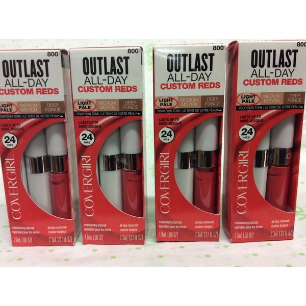 LOT OF 4 X New Covergirl Outlast All Day Custom Reds Lip Color #800 CUSTOM CORAL