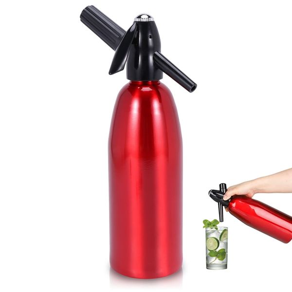 Soda Siphon,1L kohlensäurehaltiges Wasser Maschine,Seltzer Wasser Maker,Tragbare Aluminium Sparkling Water Maker zur Herstellung von hausgemachten Säften, Mojitos, Cocktails, Getränken in Hausbars