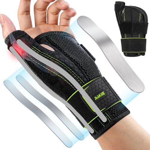 Rakiie Thumb Splint for Men Women, Max Stability Wrist Brace Left Hand for Thumb Wrist Sprain, Adjustable Wrist Brace for Sleeping, Tendonitis, Arthritis, CMC Pain Relief, Yellow L/XL(7.48-9.84")