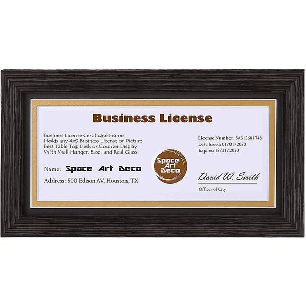 5x10 Brown Picture Frame for 4x9 Business License/Certificate Hanger Easel Stand