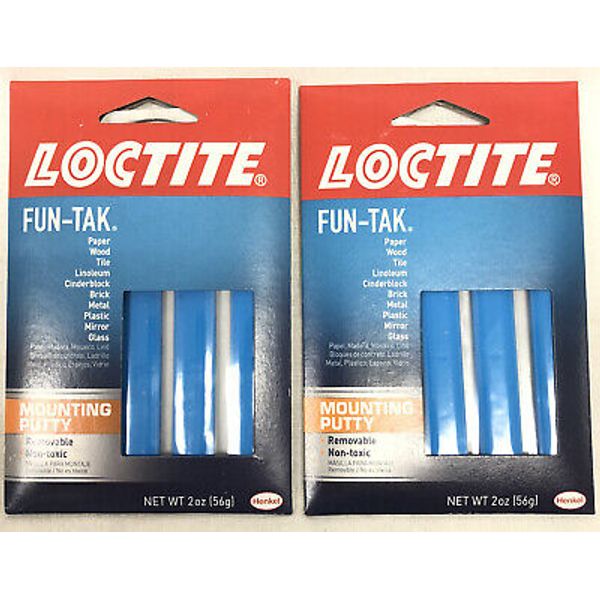 2 Packs of Loctite Fun-Tak Mounting Putty New 2oz Each Removable Non-Toxic