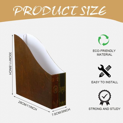 6 Pcs File Magazine Organizer 3" x 11" x 12 Decorative Classic Books Themed Magazine Holder Box Easy to Assemble Classic Books Magazine Rack File for Shelves Desk Home Classroom Office (Elegant)