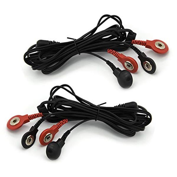 Leads for TENS/EMS Machines 2.5mm Connection 4-Stud Connectors 1 Pair Red/Black