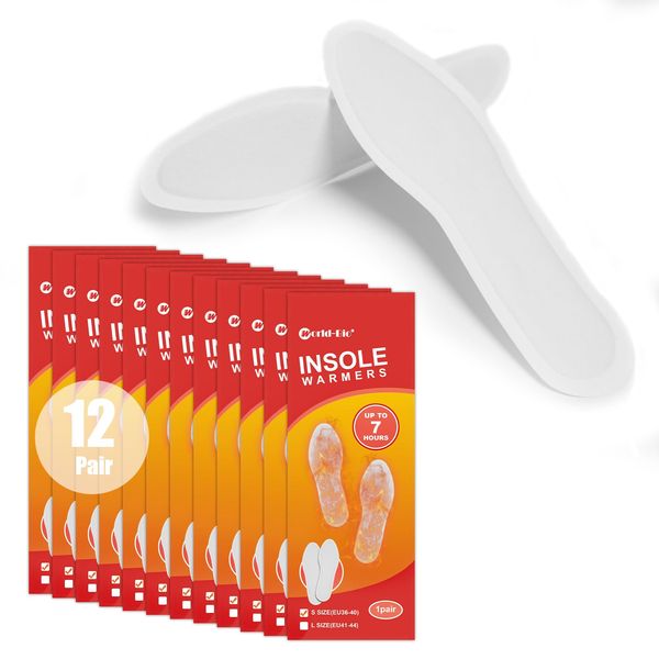 WORLD-BIO Disposable Foot Warmers 12 Pairs, Air Activated Warmer Safe Natural Long Last Up 8 Hours, Foot Warmers Shoes Skiing Camping for Men Women, Size EU:36-40