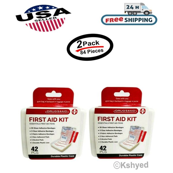 84PCS Essential First Aid Kit Emergency Bag Home Car Office Travel Size (2 Pack)