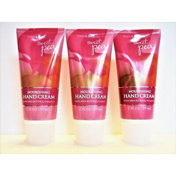 Bath Body Works SWEET PEA Nourishing Hand Cream, Shea Butter & Vitamin E NEW x 3