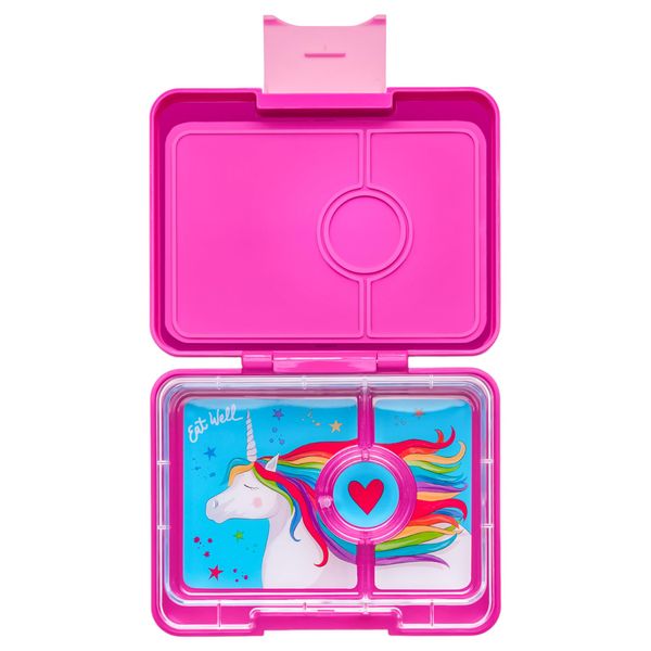 yumbox Malibu Purple Snack Box with Magical Unicorn Tray - 3-Compartment Bento 6.7x5.1x1.8 | Kid-Friendly | Healthy Snacks | BPA-Free & Easy Clean