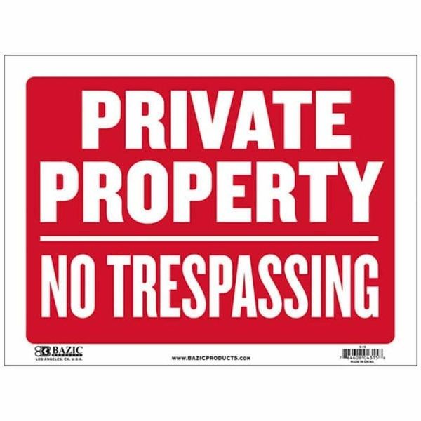 12 X 16 Private Property No Trespassing Sign  home business strong signal red