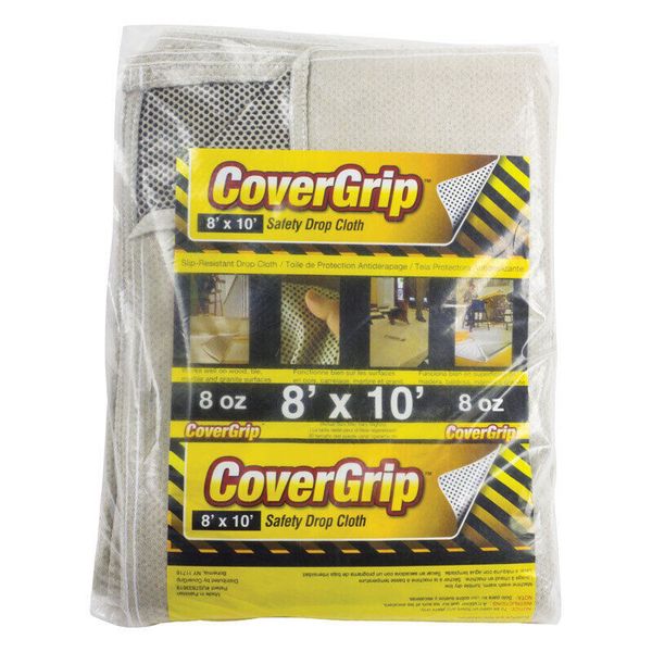 CoverGrip 081008 Slip Resistant Canvas Drop Cloth 8 W x 10 L ft.