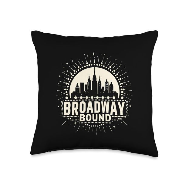 Broadway Bound Theater Lover NYC Dreamer Throw Pillow