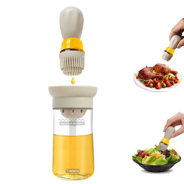 Oil Dispenser with Brush - 2 IN 1 Glass Olive Oil Dispenser for Cooking Upgra...