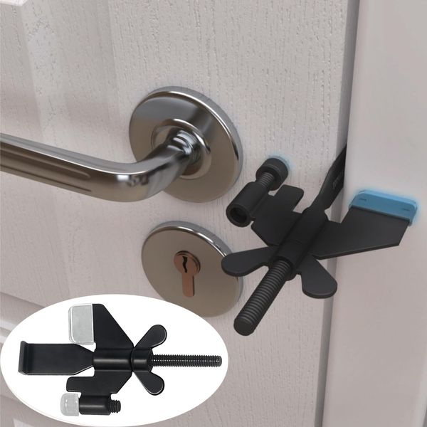 Johiux Upgraded Portable Door Lock Security, Travel Door Lock Without Drilling,Black Stainless Steel Lock for Home,Hotel,School,Dormitory,FlatSecurity Device Door Locker from Inside.