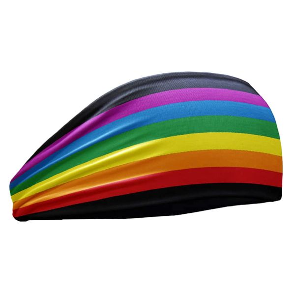 SAE99 Headband, Sweatband, Head Wrap, Soft Stretchy Headband, Sport Yoga headband Fits All (Rainbow)