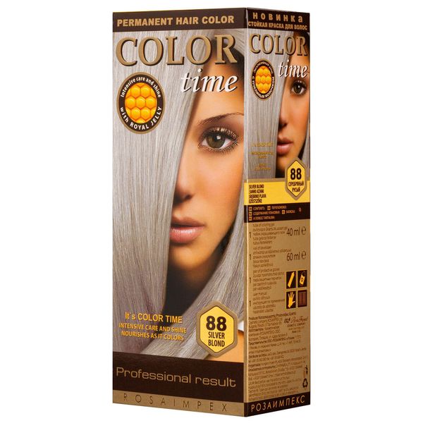 COLOR TIME | Permanente Haarfarbe 88 Silberblond | Angereichert mit Gelée Royale und Vitamin C | Permanente Haarfärbung | 100% Grauabdeckung | 100 ml