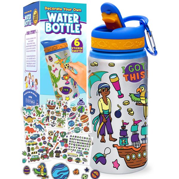 PURPLE LADYBUG Decorate Your Own Water Bottle for Boys - Crafts for Boys Ages 6-8, Birthday Gift for 5+ Year Old Boy, 6 7 8 9 10 Year Old Boy Gifts, Christmas Gifts