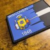 Tattered Wisconsin State Flag Thin Silver Line PVC Patch, Corrections