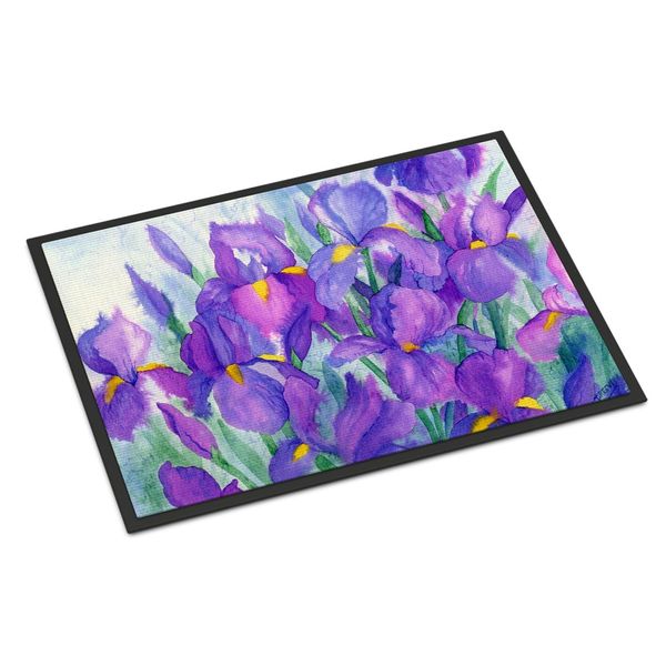 Caroline's Treasures IBD0256MAT Purple Iris Doormat 18x27 Front Door Mat Indoor Outdoor Rugs for Entryway, Non Slip Washable Low Pile, 18H X 27W