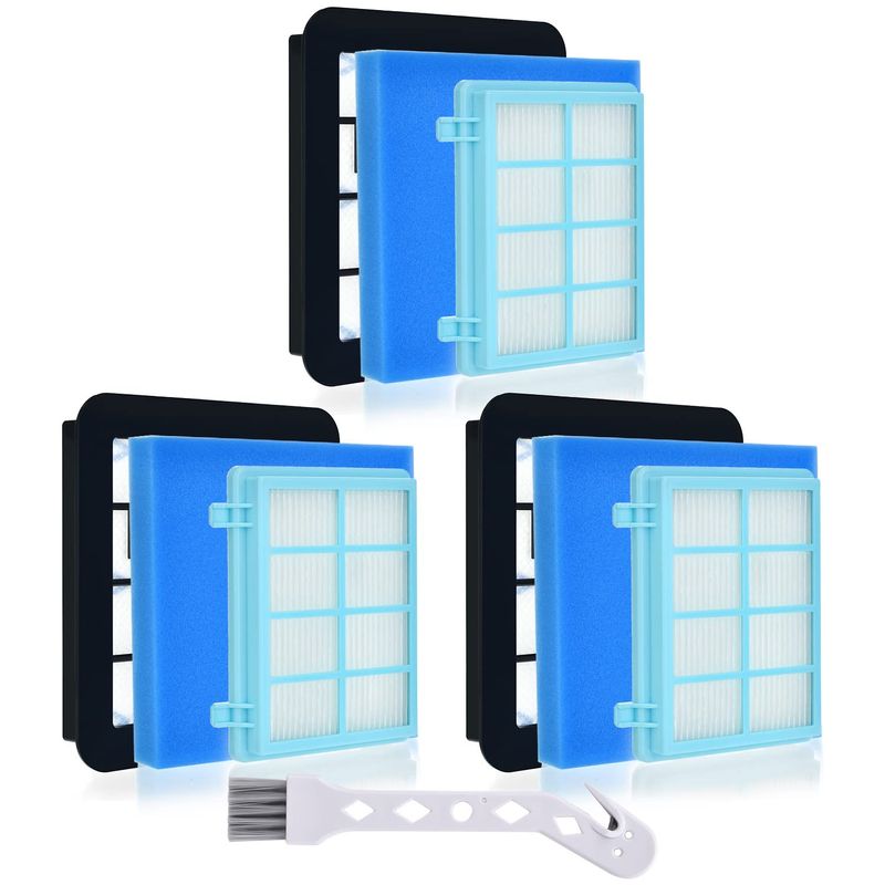 4 Filtri Di Ricambio Per Philips PowerPro Compact/Active + Spazzola – Compatibile FC9331/09, FC8010 - 4
