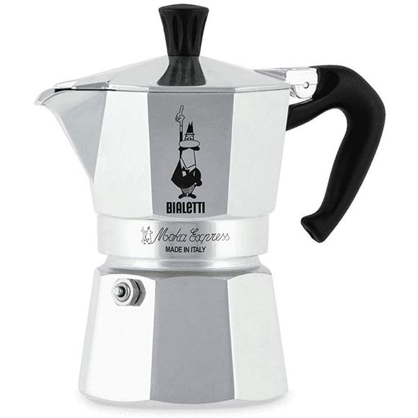 Moka Express: Iconic Stovetop Espresso Maker, Makes Real Italian Coffee, Moka Pot 3 Cups (4.4 Oz - 130 Ml) , Aluminium, Silver