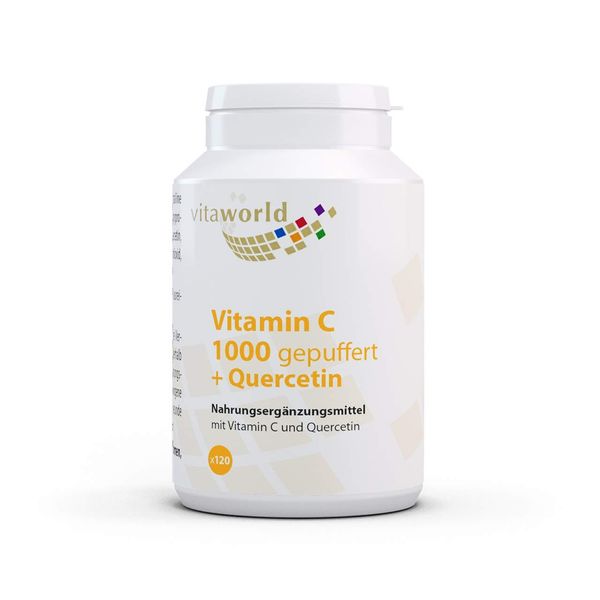 vitaworld Vitamin C 1000 gepuffert + Quercetin, Hochdosiert mit 897 mg reinem Vitamin C pro Tablette20 mg natürlich gewonnenes Quercetin pro Tablette, 120 Tabletten