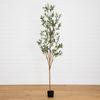7’ Olive Minimalist Artificial Tree with Natural Trunk Home Decor. Retail $149