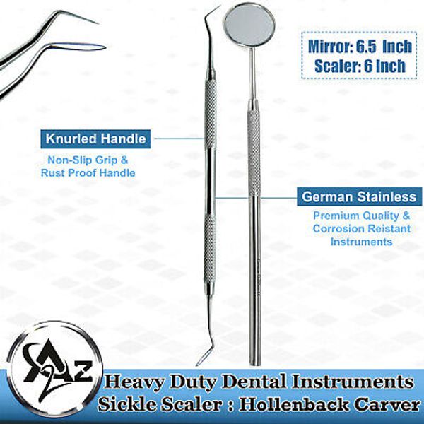 NEW Dental Restorative Hollenback Carver 3 Amalgam Plugger Carver +Dental Mirror