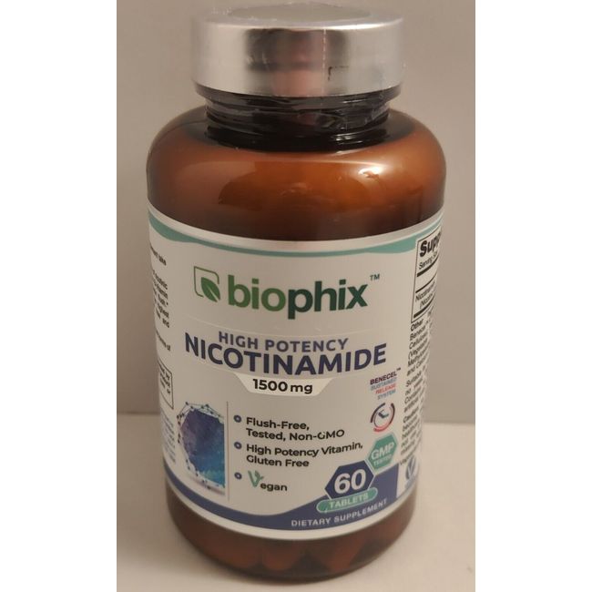 Biophix Nicotinamide B-3 Flush Free 1500 mg 60 Tablets Sustained Release 5/2025