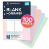 A5 Size 100 Sheets Blank Plain Assorted notepaper 6-Ring Organiser Refill Insert | Value Pack | Filofax A5 Compatible