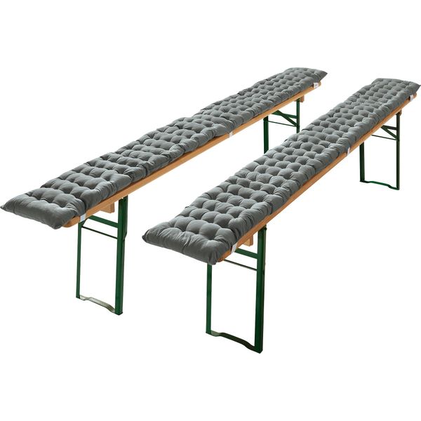 REDBEST Bierbank-Auflage, Sitzauflage Bierzeltgarnitur gepolstert 2er-Pack grau Größe 25x220 cm - strapazierstark und langlebig, bequemer Sitzkomfort, mit elastischen Bändern