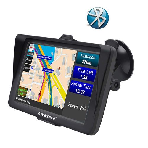 GPS Navigator for Car Truck RV with Bluetooth, Latest 2025 Map 7 inch Touch Screen GPS for Car, Vehicle GPS with Speed and Red Light Warning (Black)