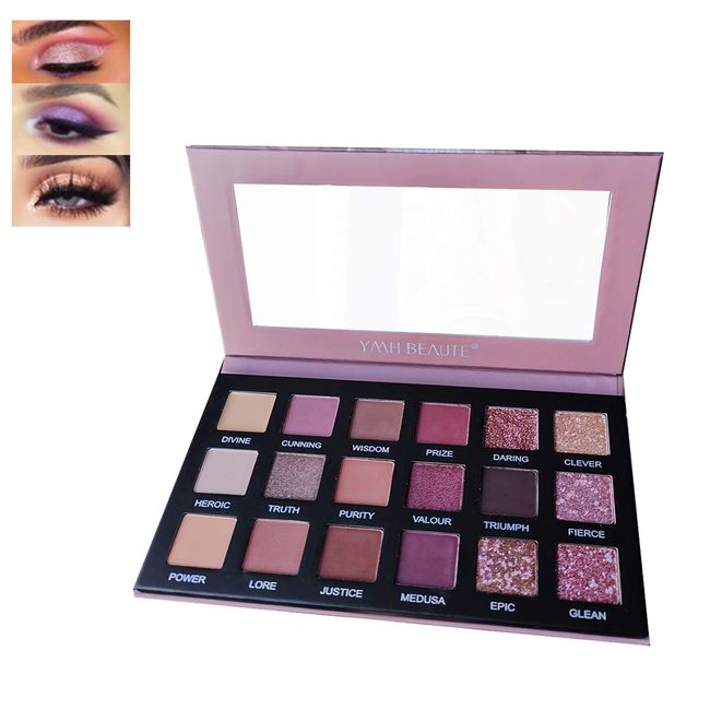 YMH BEAUTE 18 Color Eyeshadow Nude Palette, High Pigment Shimmer Matte Glitter Eyeshadow Makeup Palette Neutral Eyeshadow Pallet Long Lasting Waterproof Cruelty-free, ATHENA