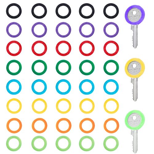 40 Pcs Key Covers Caps, Key Caps Covers Tags Set Flexible Key Covers Rings Coloured Key Identifiers Caps Small Key Colour Caps Key Cap Label for Easy Identifying House Door Keys, 8 Assorted Colors