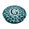 Letter G Blue Leopard Teal Cheetah Animal Print Initial PopSockets Swappable PopGrip