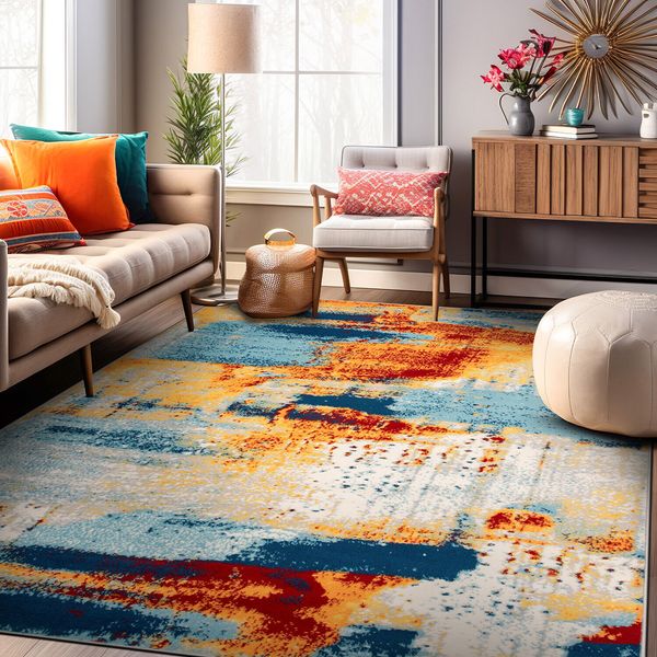 Rugshop Area Rug Bohemian Abstract Modern Rugs Jute Rug Carpets for Sale 3x5 Rug