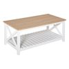Country Design Rectangle Tea Table with Bottom Storage and Wooden Frame, White