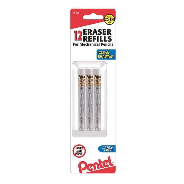 Pentel® Eraser Refills For Mechanical Pencils, White, Pack Of 12