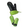 Kitchen Grips Chefs Mitt Large with 2 Piece Pan Handle Holder Set Black and Lime