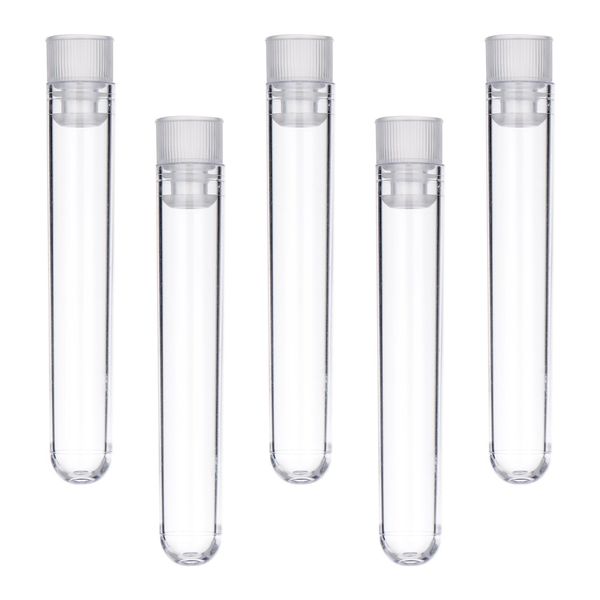 50 Pieces Clear Plastic Test Tubes 12 by 75 mm with Push Caps, 5 ml