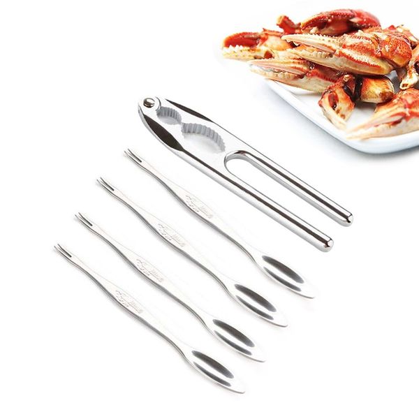 Miusikit Stainless Steel Seafood Tool Kit - Seafood, Nuts, Shellfish, Lobster And Crab Cracker Tool Set（5-Piece）