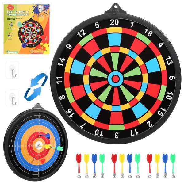 Magnetic Dart Board w/ 12 Darts, Kids Dartboard Gifts, Safe Indoor Outdoor Games for Kids 8-12, Teen Gifts for 6 7 8 9 10 11 12 13 14 Year Old Boys Girls