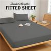 Ev Dekor Double Fitted Sheet Soft 100% Microfiber 30cm Deep Pocket Bed Sheets - Charcoal (137 x 190) Cm
