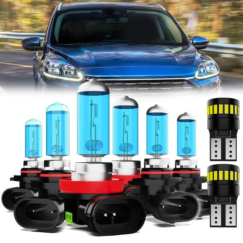 LECCIBUB Headlight Bulbs + License Plate Lights - Fit Ford Escape 2013-2016, 9005 High Beam + H11 Low Beam + 9145 Fog Lights Halogen Bulbs, Pack of 8