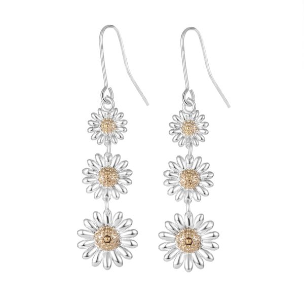 Philip Jones Triple Daisy Drop Earrings